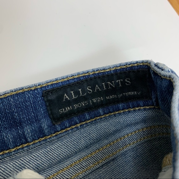 Allsaints "Slim Boys" Boyfriend Fit Medium Indigo Wash Jeans Size 24 - Picture 10 of 14